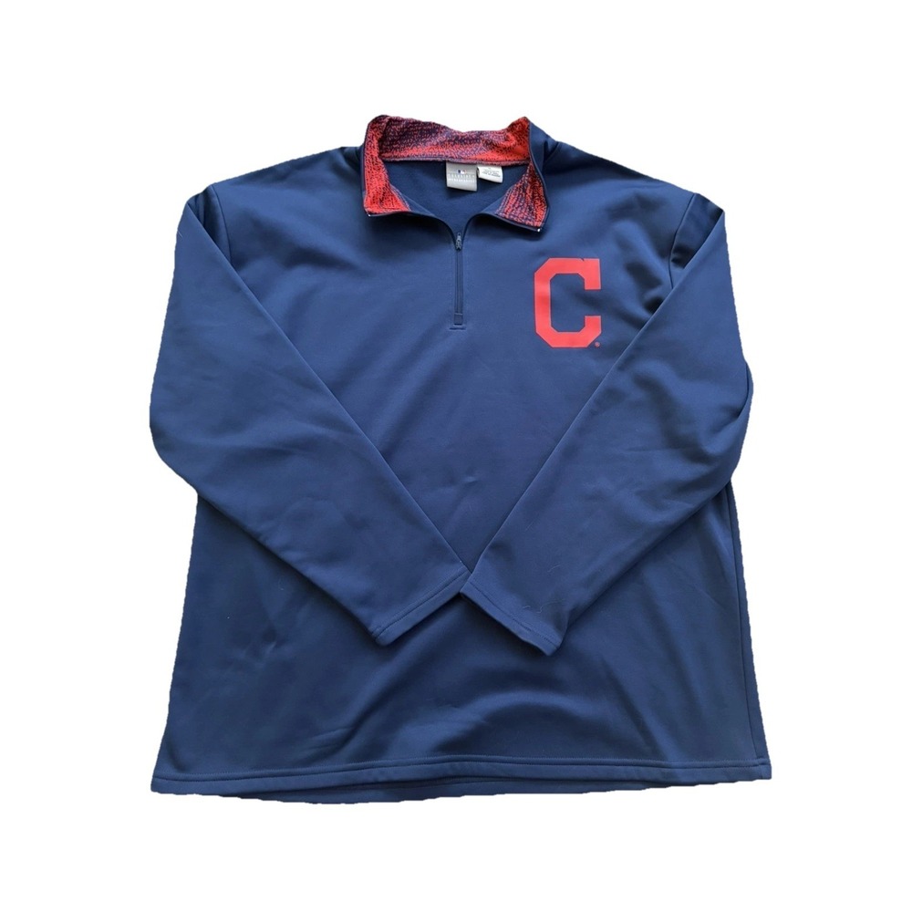 Cleveland Guardians MLB Pullover 1/4 Zip Long Sleeve Mens Size XL Blue